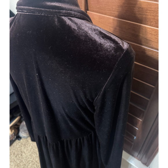 VTG 90s Y2K Maxi Dress Size 10 Brown Velvet Grunge Whimsigoth Button front long - Picture 6 of 8